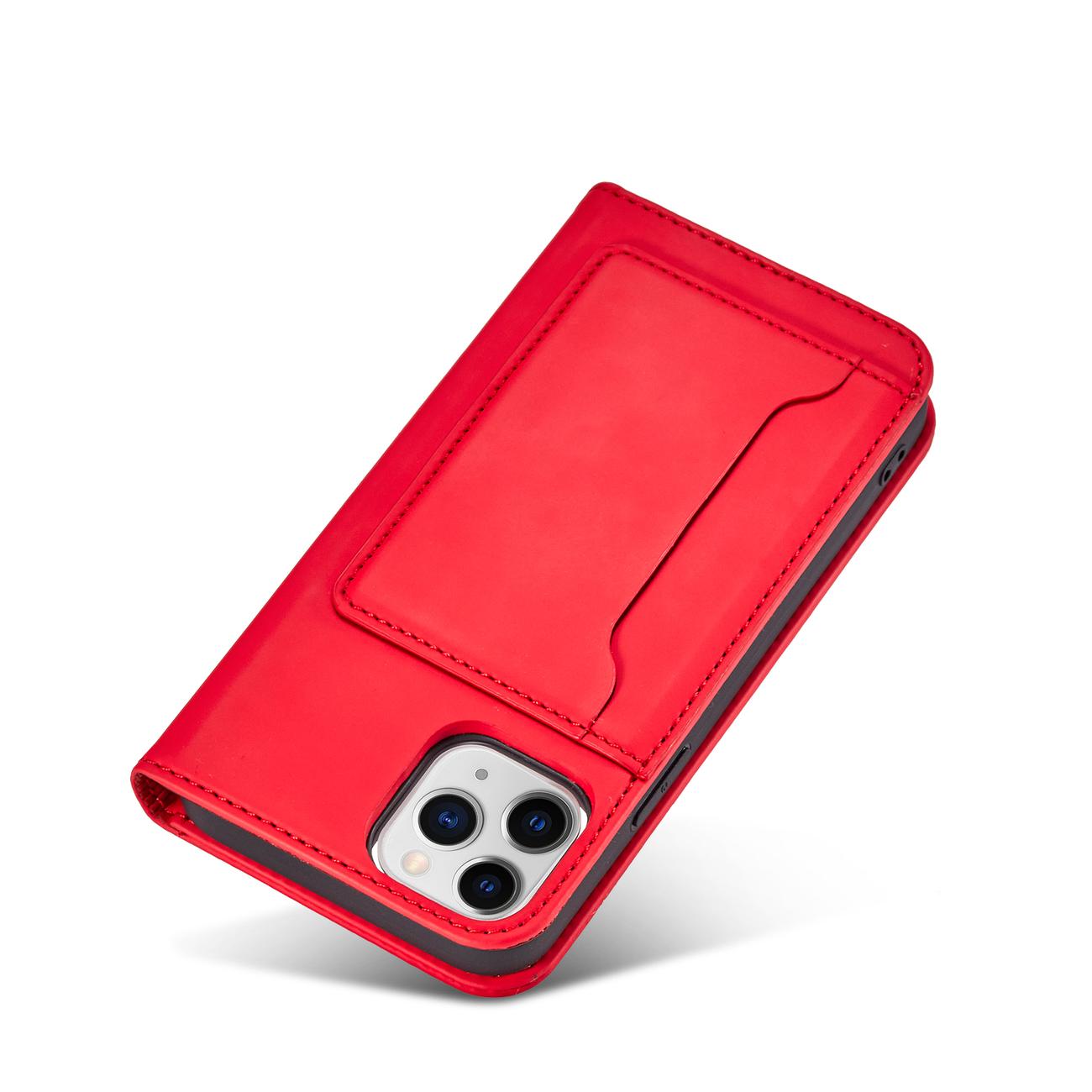 Magnet Korttikotelo iPhone 12 Pro Max Korttikotelo Kortti Lompakko Kortinhaltija Punainen