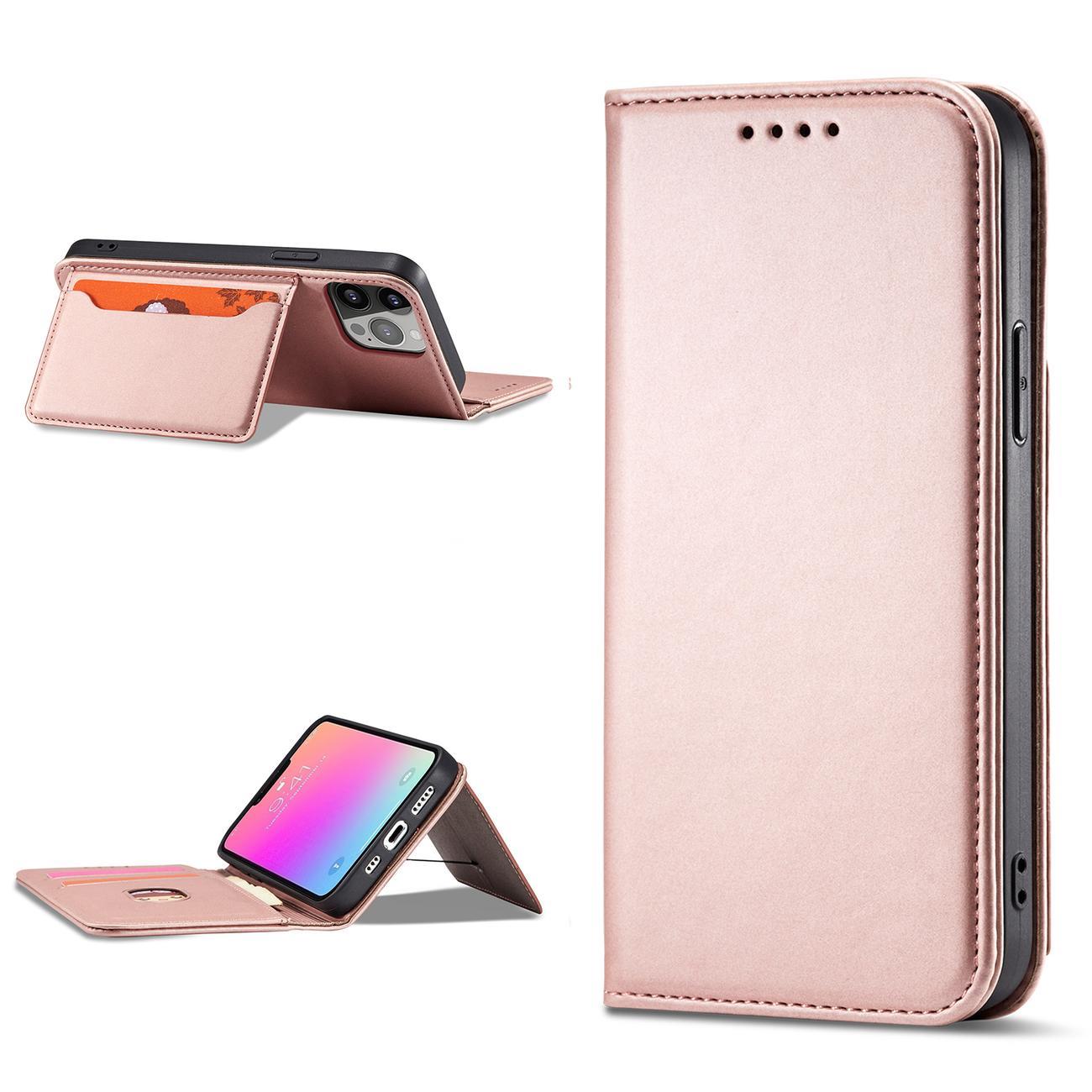 Magnet Korttikotelo iPhone 13 Pro Korttikotelo Kortti lompakko kortinhaltija vaaleanpunainen