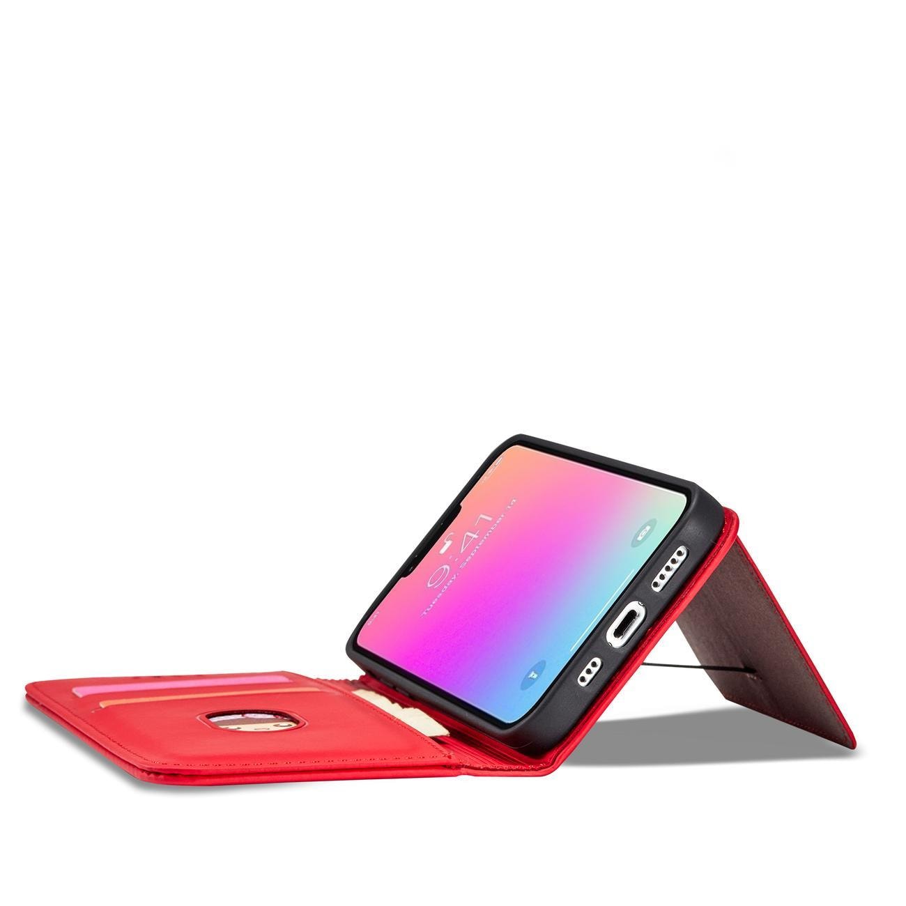 Magnet Korttikotelo iPhone 13 Pro Korttikotelo Kortti lompakko Kortinhaltija Punainen