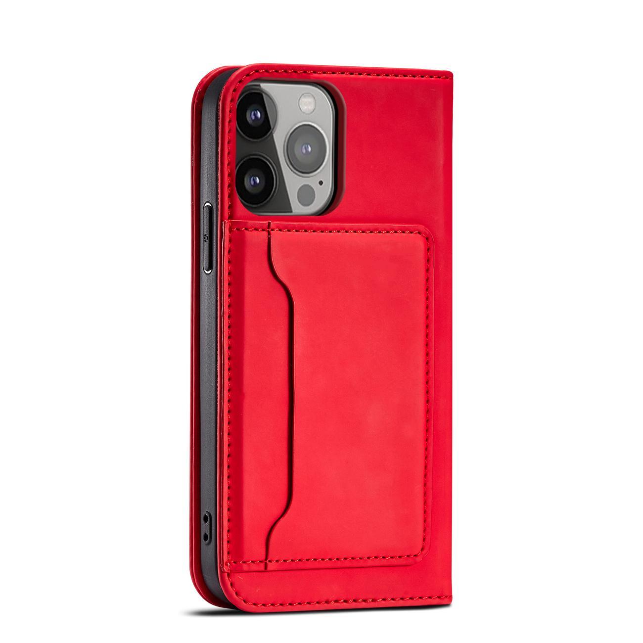 Magnet Korttikotelo iPhone 13 Pro Korttikotelo Kortti lompakko Kortinhaltija Punainen