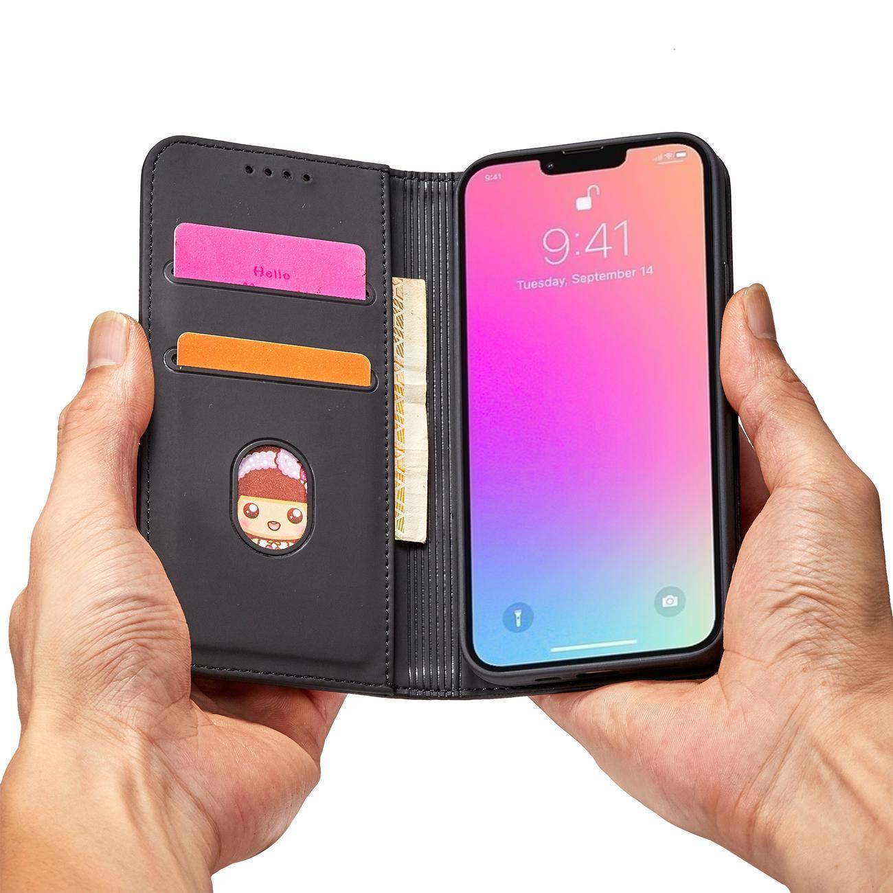 Magnet Korttikotelo iPhone 13 Pro Max Korttikotelo Kortti Lompakko Kortinhaltija Musta