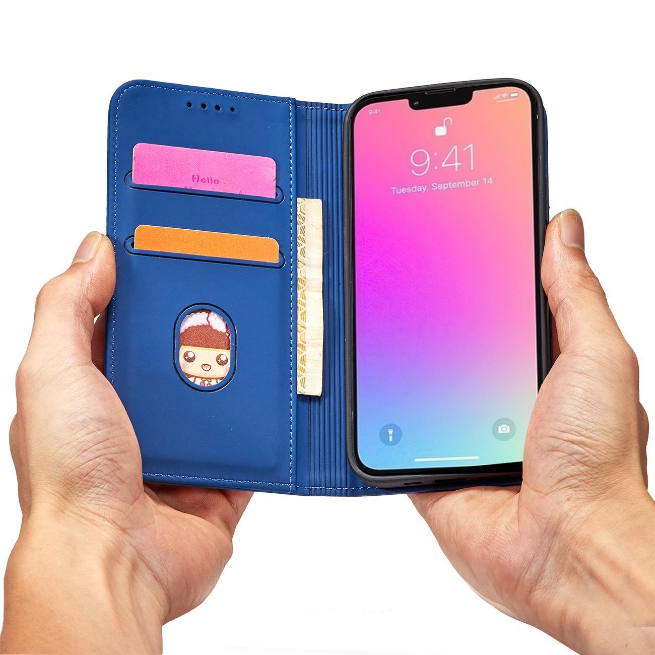 Magnet Korttikotelo iPhone 13 Pro Max Korttikotelo Kortti lompakko Kortinhaltija Sininen