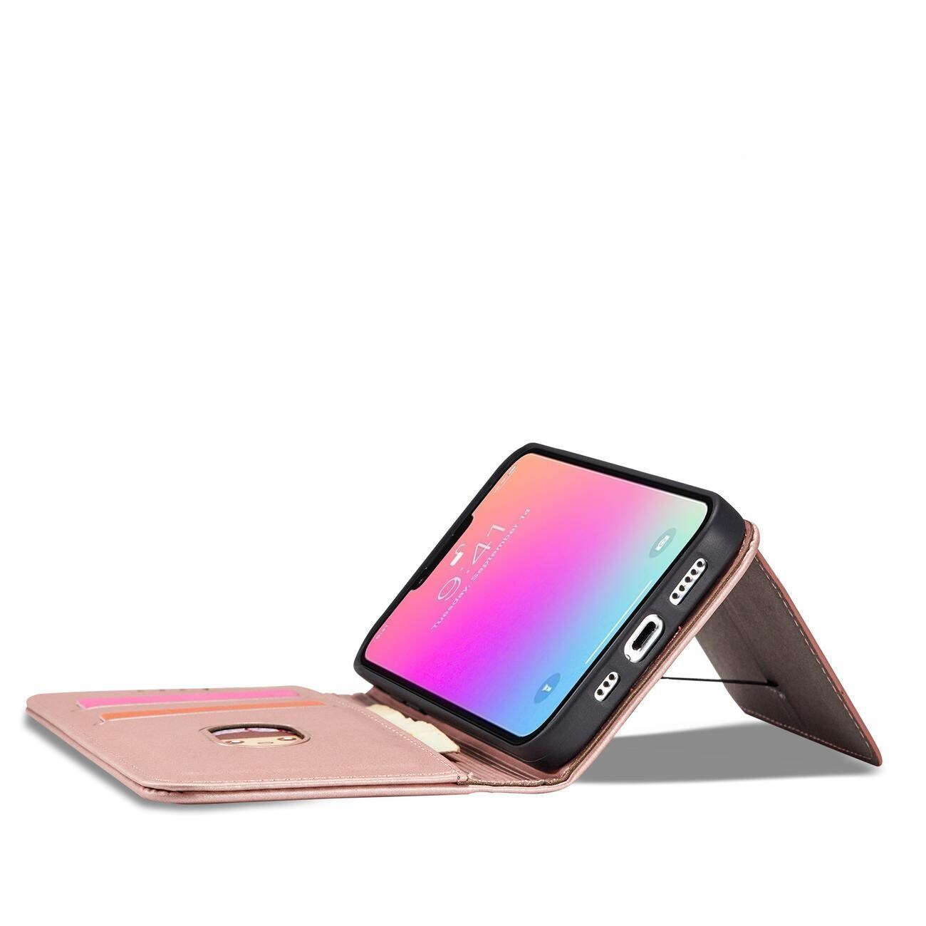 Magnet Korttikotelo iPhone 13 Pro Max Korttikotelo Kortti Lompakko Kortinhaltija Vaaleanpunainen