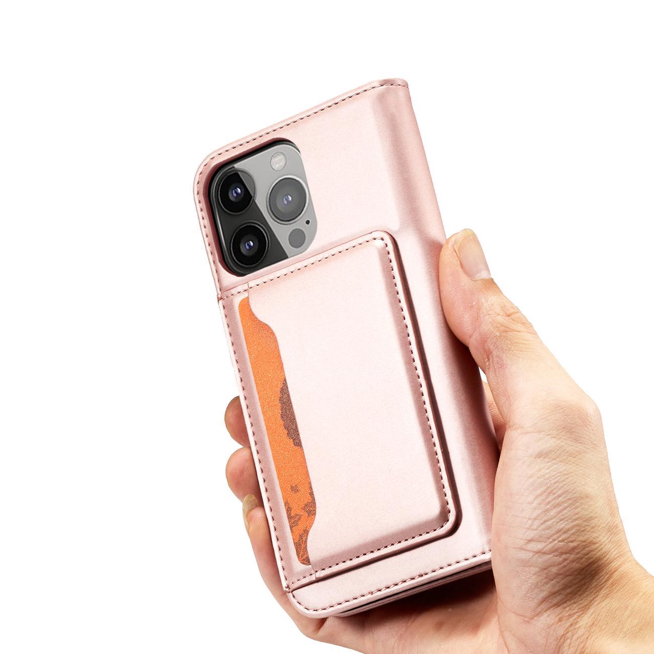 Magnet Korttikotelo iPhone 13 Pro Max Korttikotelo Kortti Lompakko Kortinhaltija Vaaleanpunainen