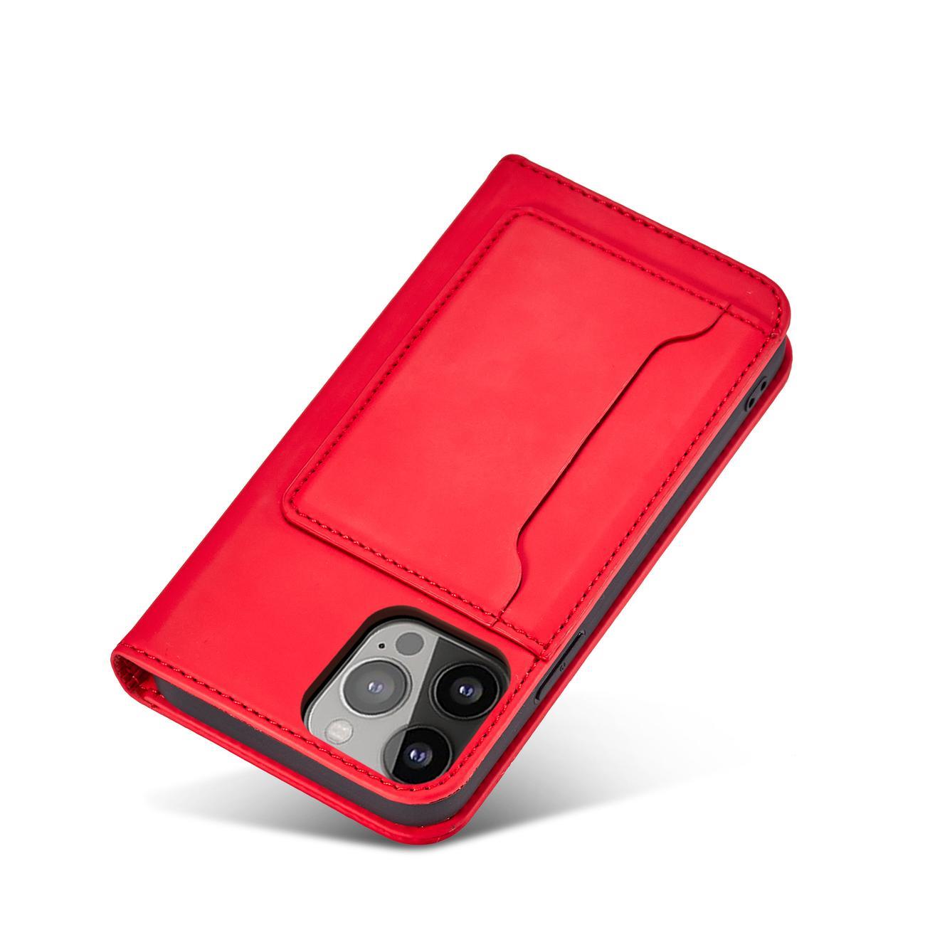 Magnet Korttikotelo iPhone 13 Pro Max Korttikotelo Kortti Lompakko Kortinhaltija Punainen