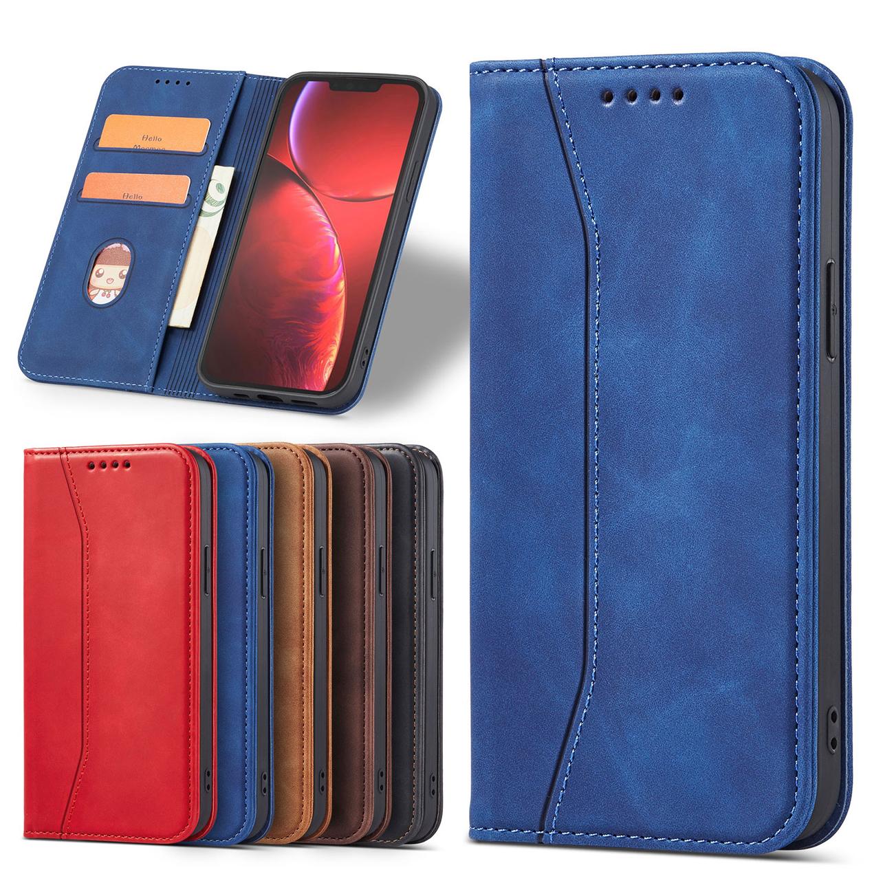 Magnet Fancy Case Case for iPhone 13 Pro Max Pouch kortti lompakko kortinhaltija sininen