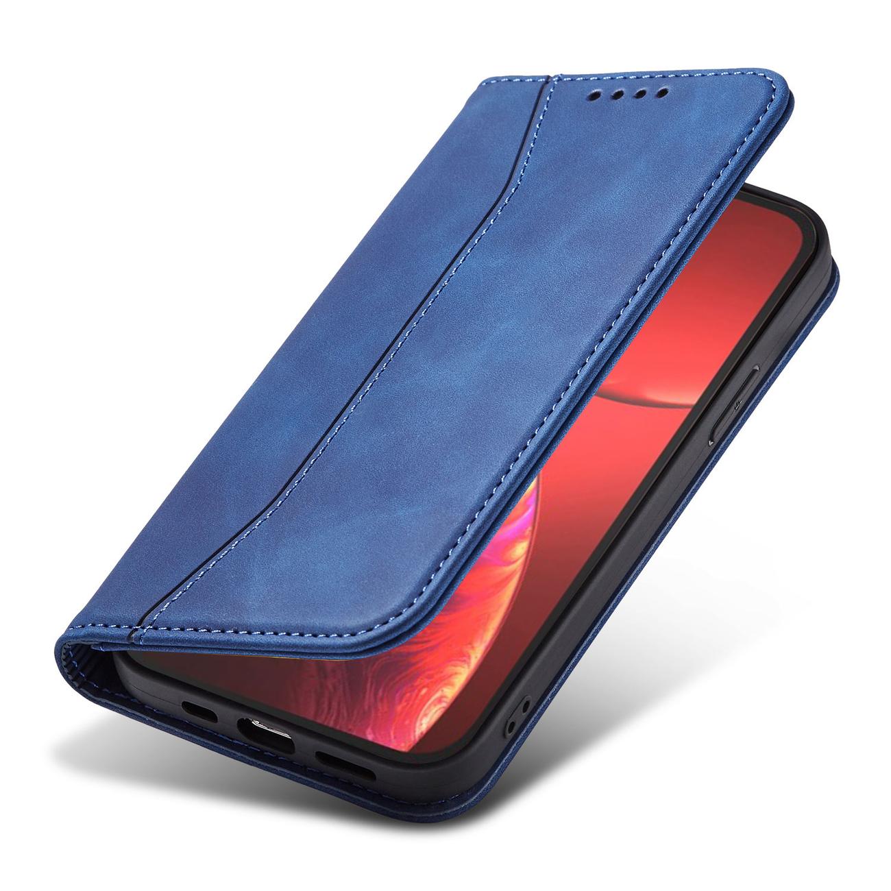 Magnet Fancy Case Case for iPhone 13 Pro Max Pouch kortti lompakko kortinhaltija sininen