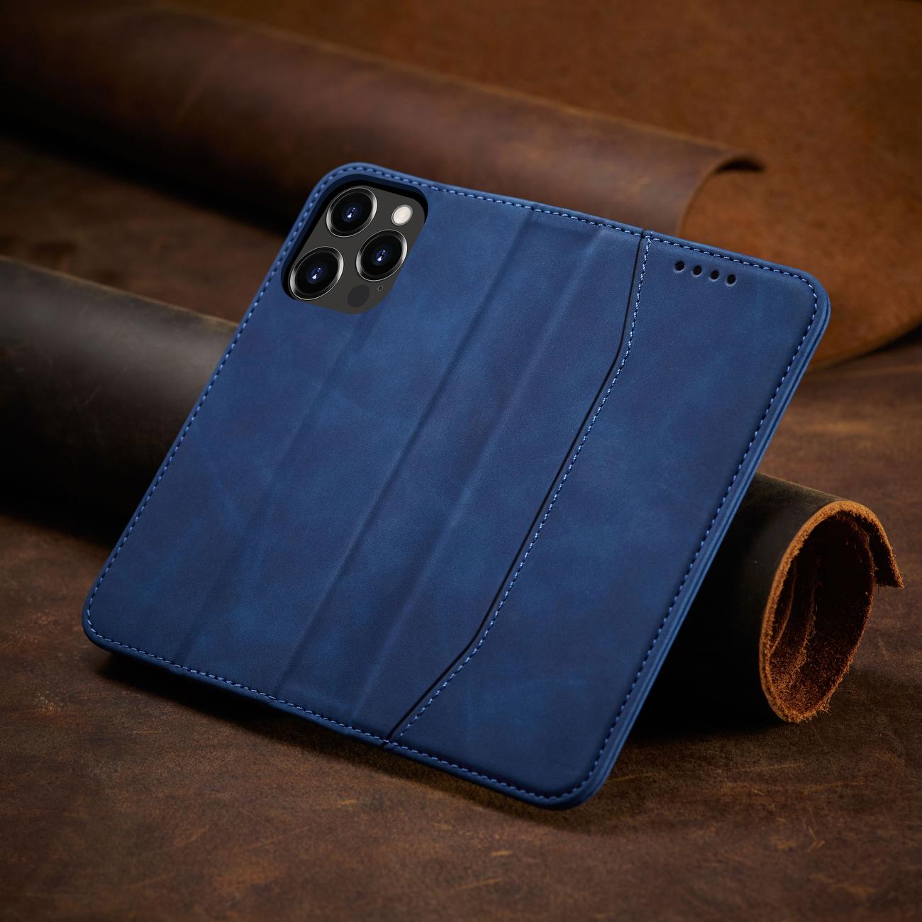 Magnet Fancy Case Case for iPhone 13 Pro Max Pouch kortti lompakko kortinhaltija sininen