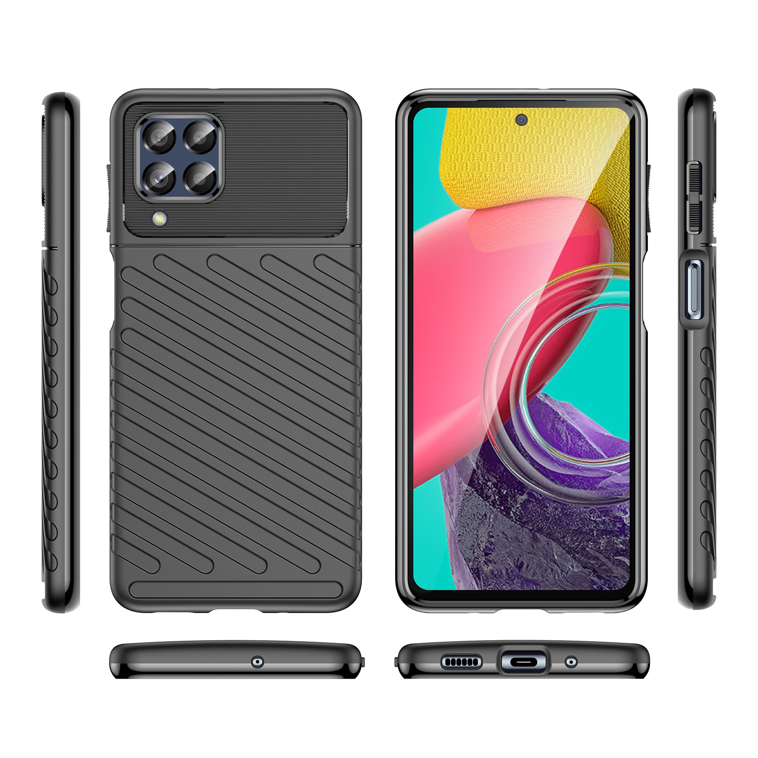 Thunder Case joustava panssaroitu suojus Samsung Galaxy M53 5G musta