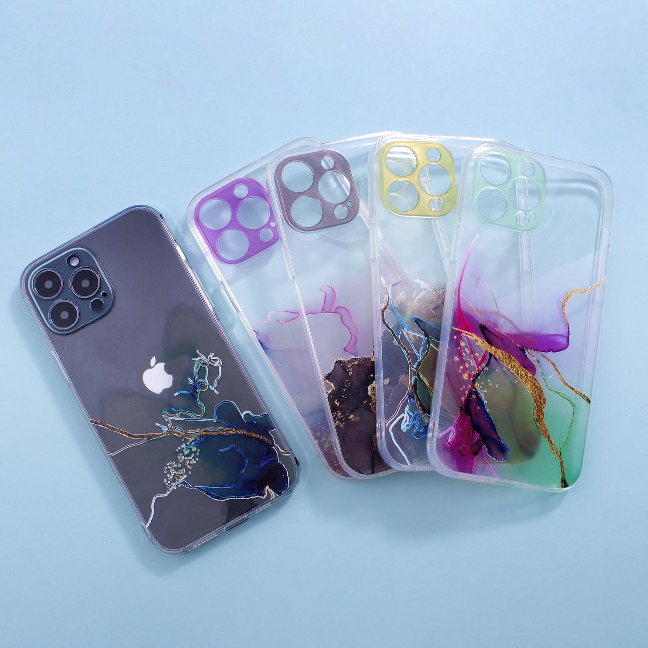 Marble Case for iPhone 12 Pro Max Gel Cover Marble Blue -suojus sininen