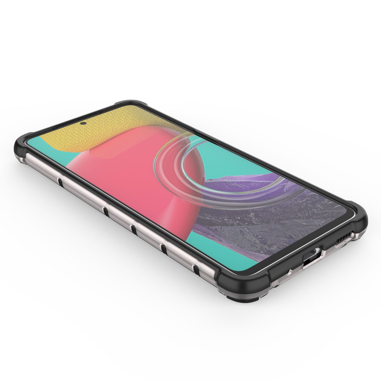 Honeycomb tapauksessa panssaroitu kansi geelirunko Samsung Galaxy M53 5G läpinäkyvää varten
