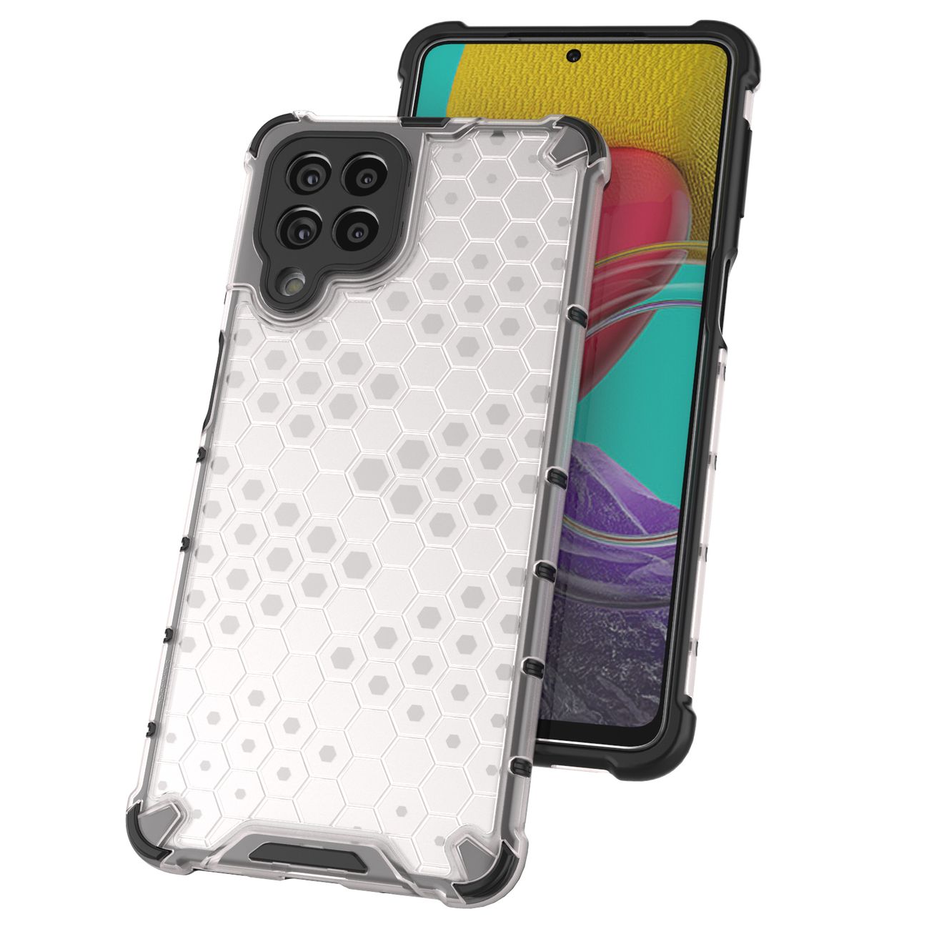 Honeycomb tapauksessa panssaroitu kansi geelirunko Samsung Galaxy M53 5G musta