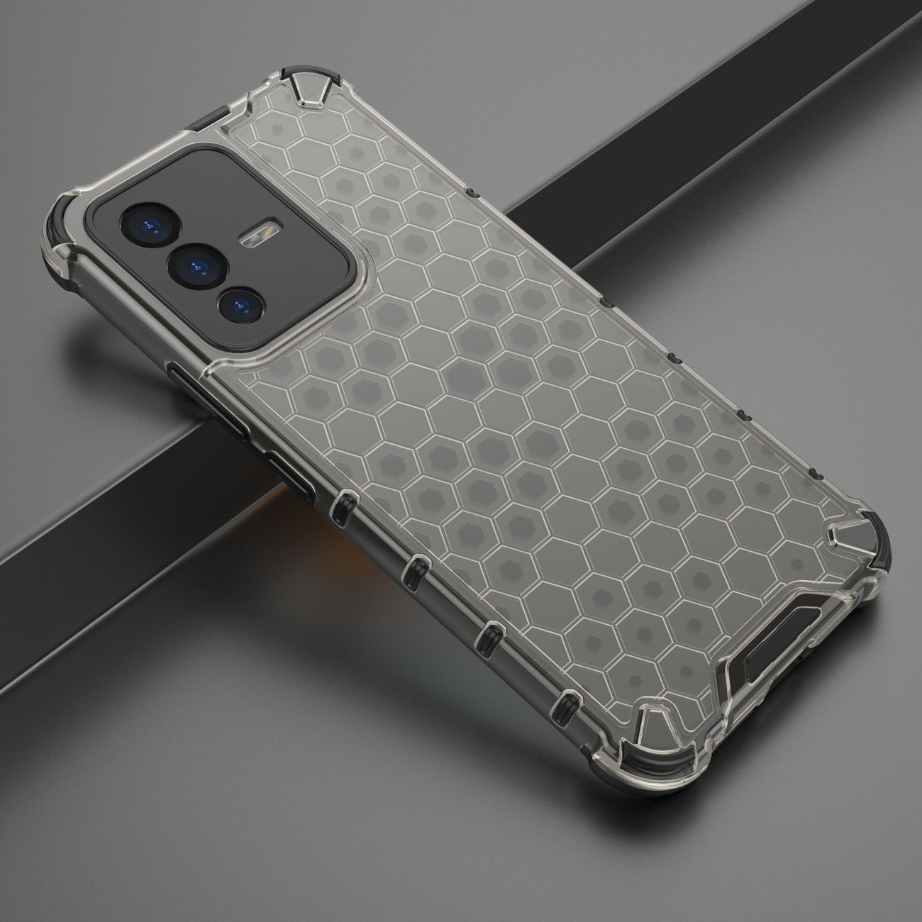 Honeycomb kotelo panssaroitu kansi geelirunko Vivo V23 5G musta