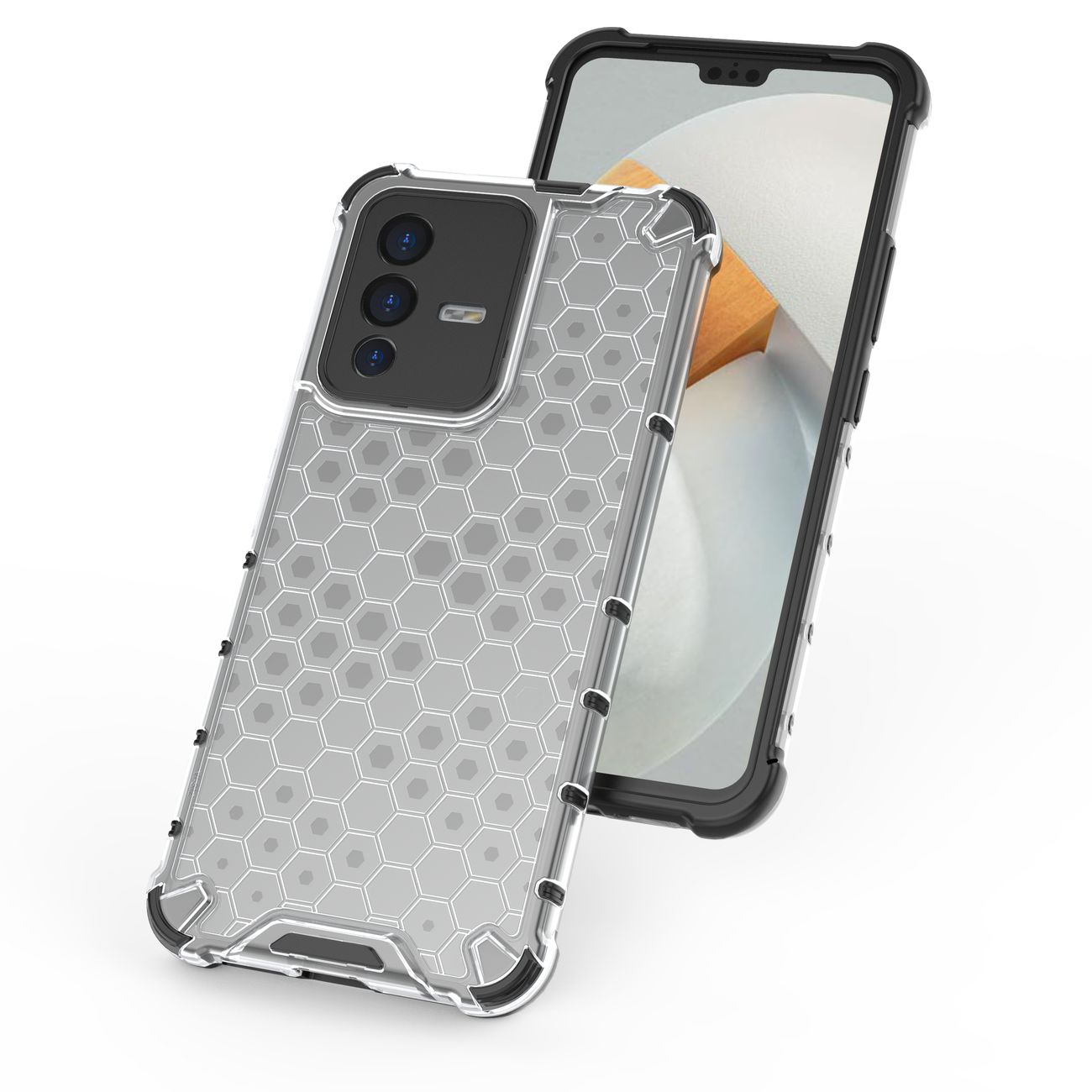 Honeycomb kotelo panssaroitu kansi geelirunko Vivo V23 5G läpinäkyvää