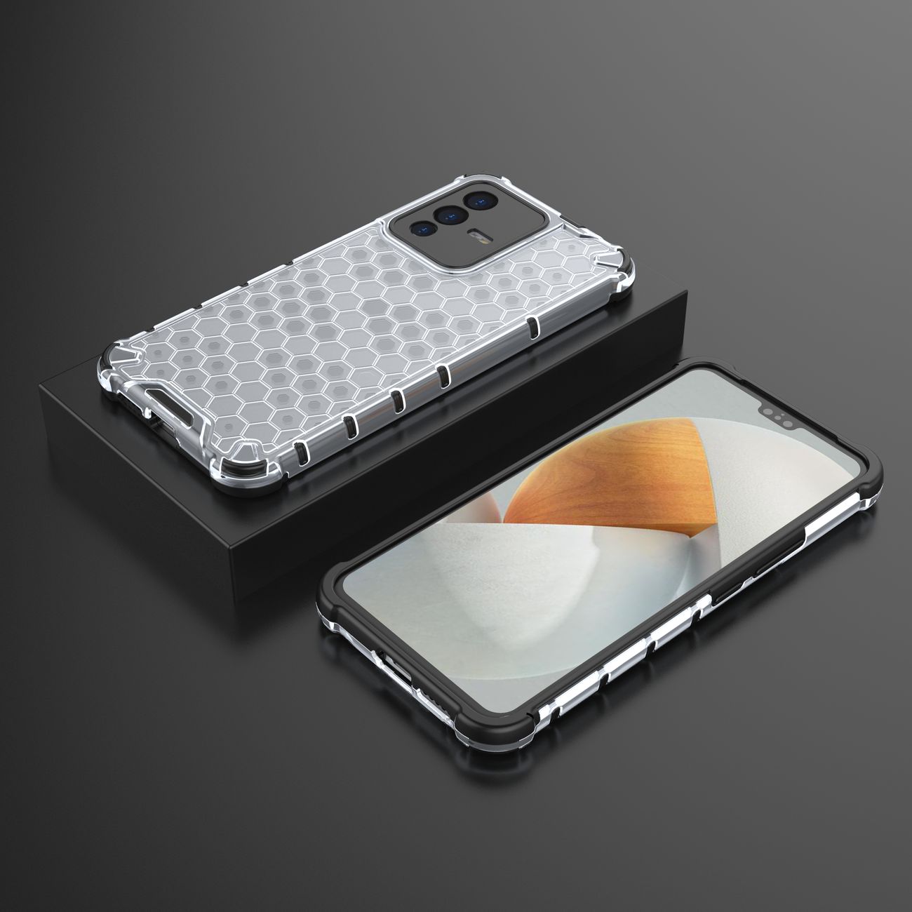 Honeycomb kotelo panssaroitu kansi geelirunko Vivo V23 5G läpinäkyvää