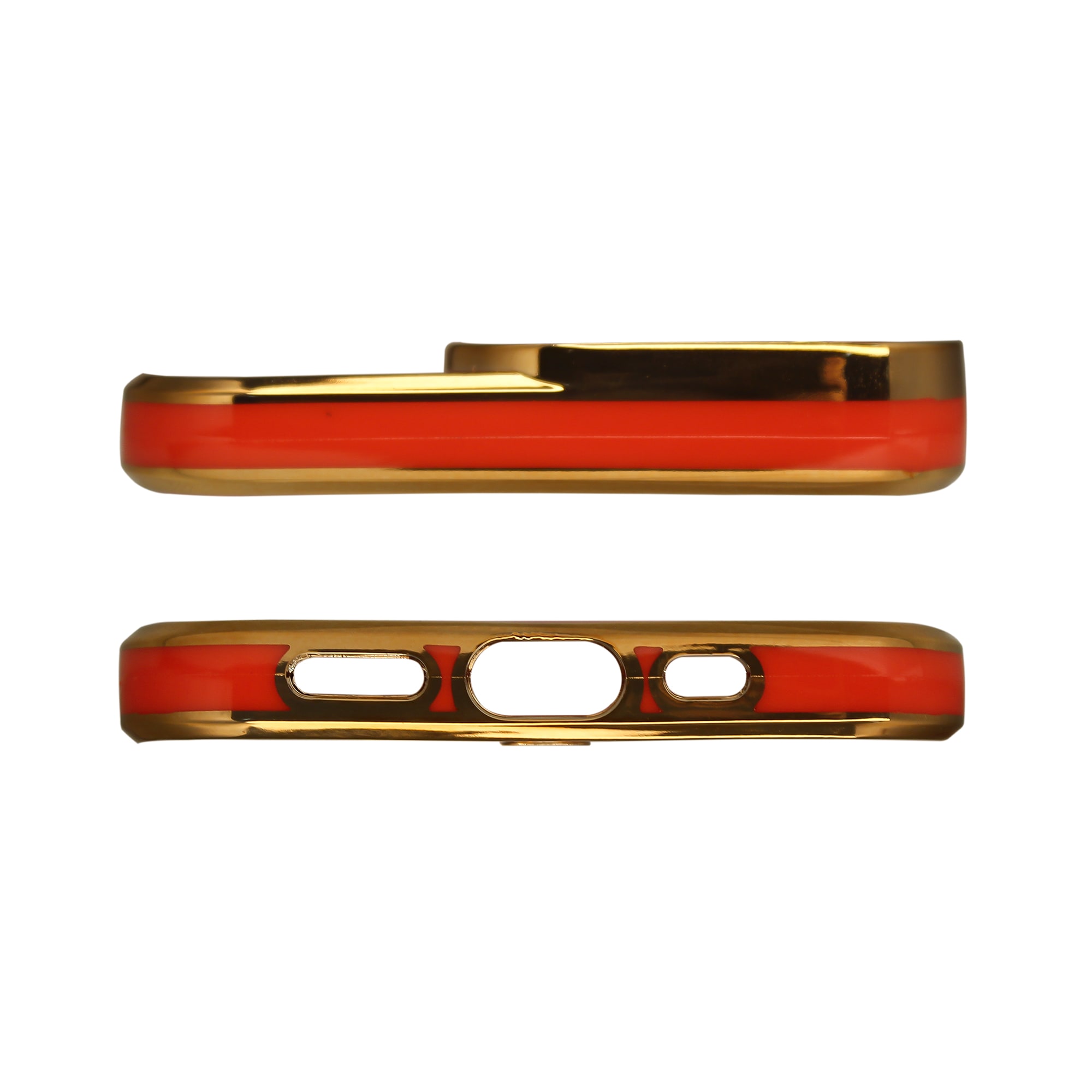 Muoti Kotelo iPhone 13 Pro Max Gold Frame Gel Cover Punainen