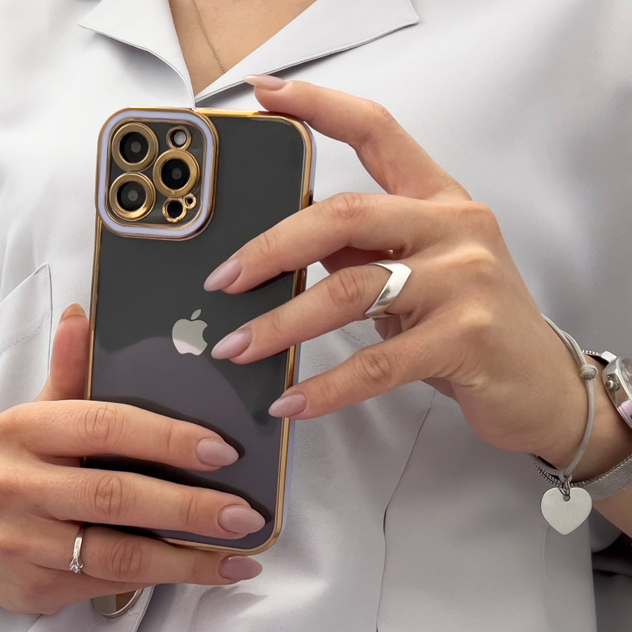 Muoti Kotelo iPhone 13 Pro Max Gold Frame Gel Cover Punainen