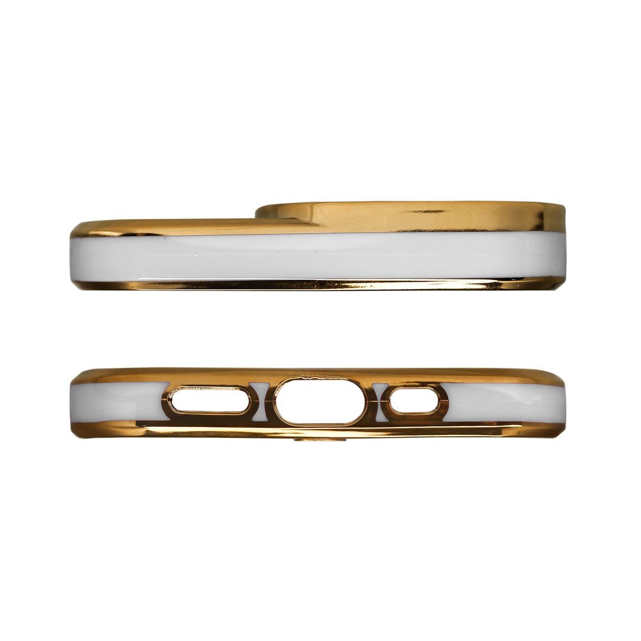 Muoti Kotelo Kotelo Samsung Galaxy A12 5G Gold Frame Gel Cover Valkoinen
