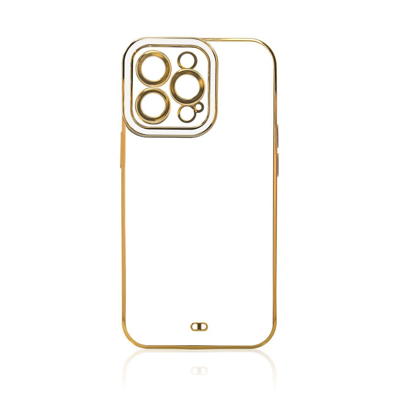Muoti Kotelo Kotelo Samsung Galaxy A12 5G Gold Frame Gel Cover Valkoinen