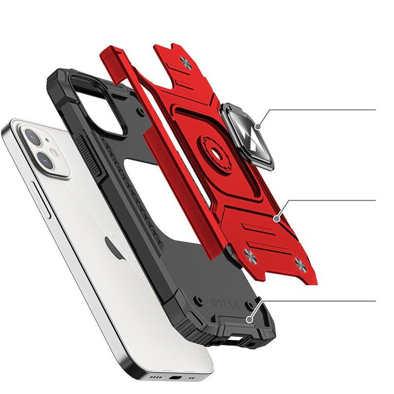 Wozinsky Ring Armor iPhone 14 Plus panssaroitu kansi magneettinen rengas punainen