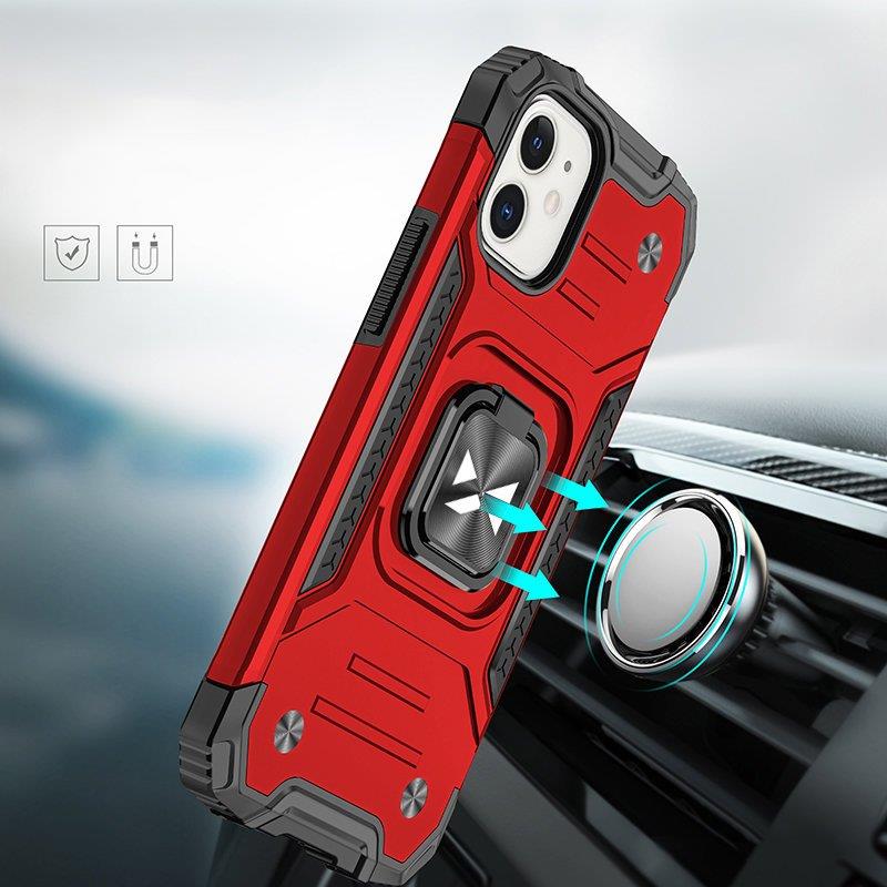 Wozinsky Ring Armor iPhone 14 Plus panssaroitu kansi magneettinen rengas punainen