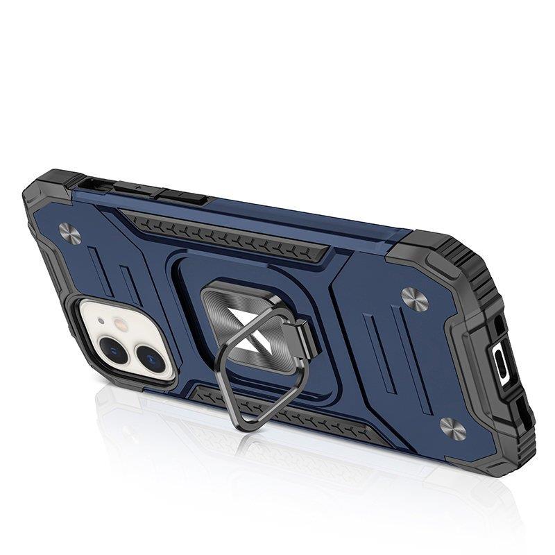 Wozinsky Ring Armor tapauksessa iPhone 14 Plus panssaroitu kansi magneettinen haltija rengas sininen