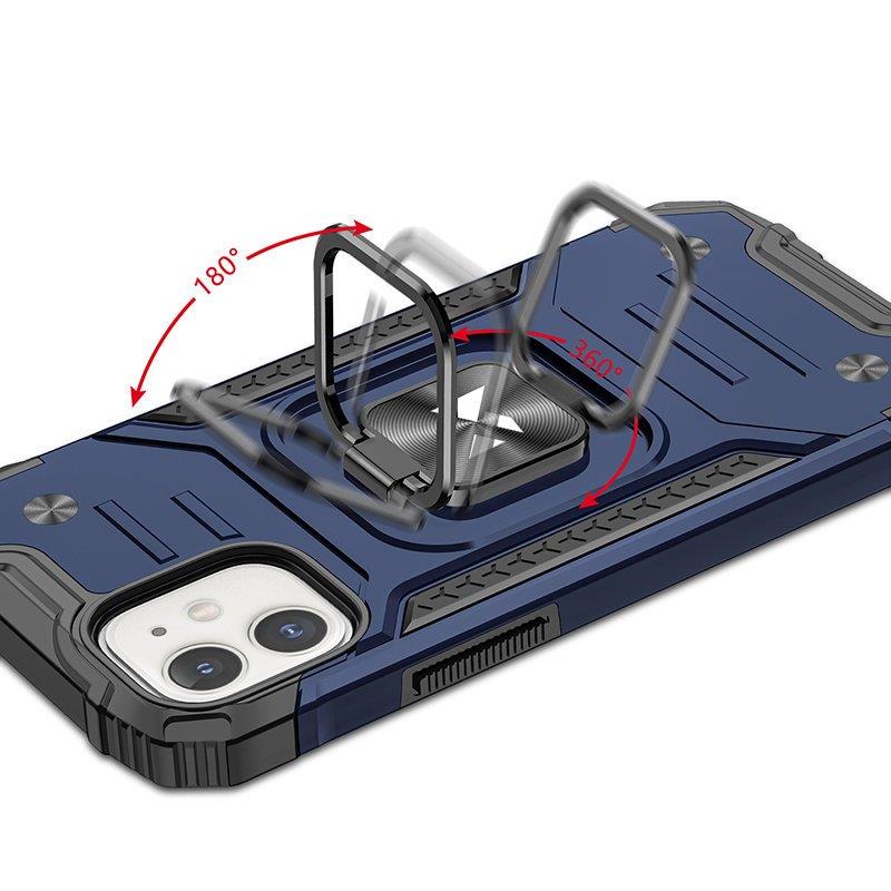 Wozinsky Ring Armor tapauksessa iPhone 14 Plus panssaroitu kansi magneettinen haltija rengas sininen