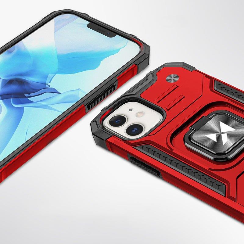 Wozinsky Ring Armor kotelo iPhone 14 panssaroitu kansi magneettinen haltija rengas punainen