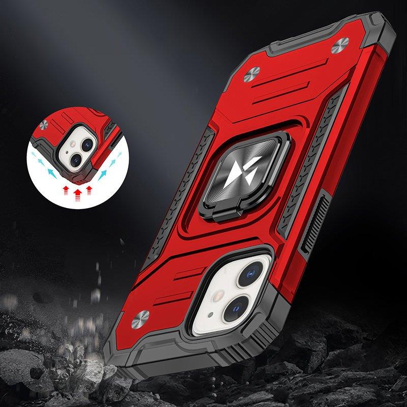 Wozinsky Ring Armor kotelo iPhone 14 panssaroitu kansi magneettinen haltija rengas punainen