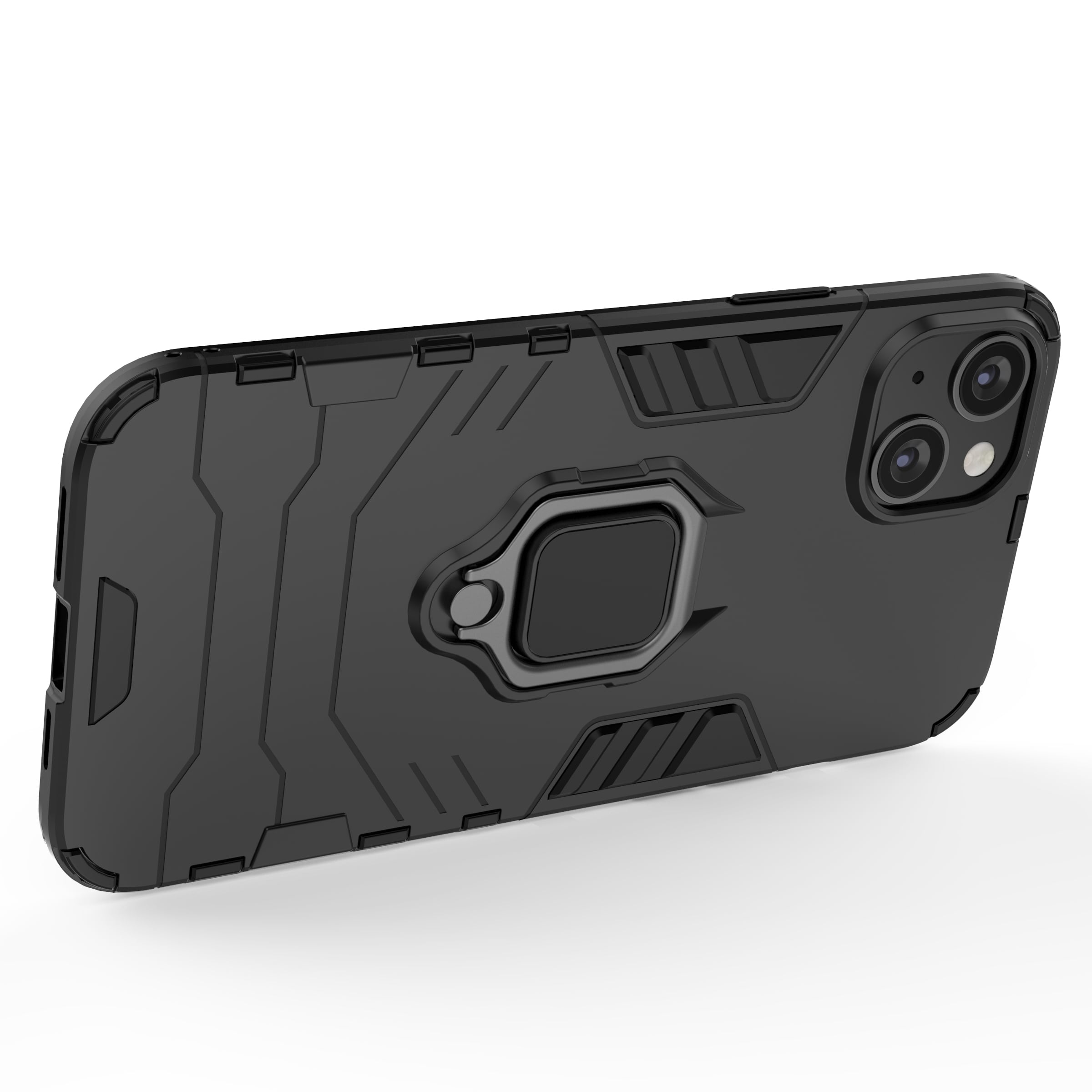 Ring Armor tapauksessa iPhone 14 panssaroitu kansi magneettinen haltija rengas musta