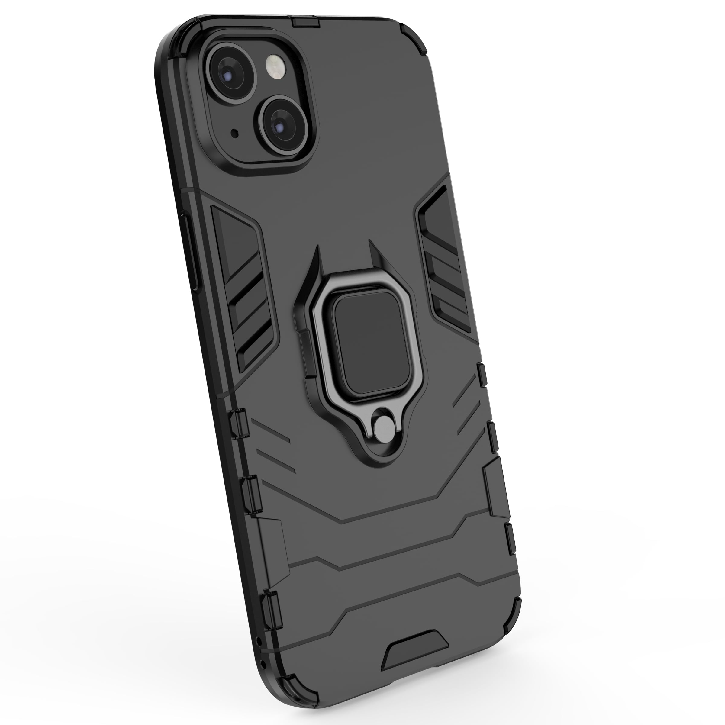 Ring Armor tapauksessa iPhone 14 panssaroitu kansi magneettinen haltija rengas musta