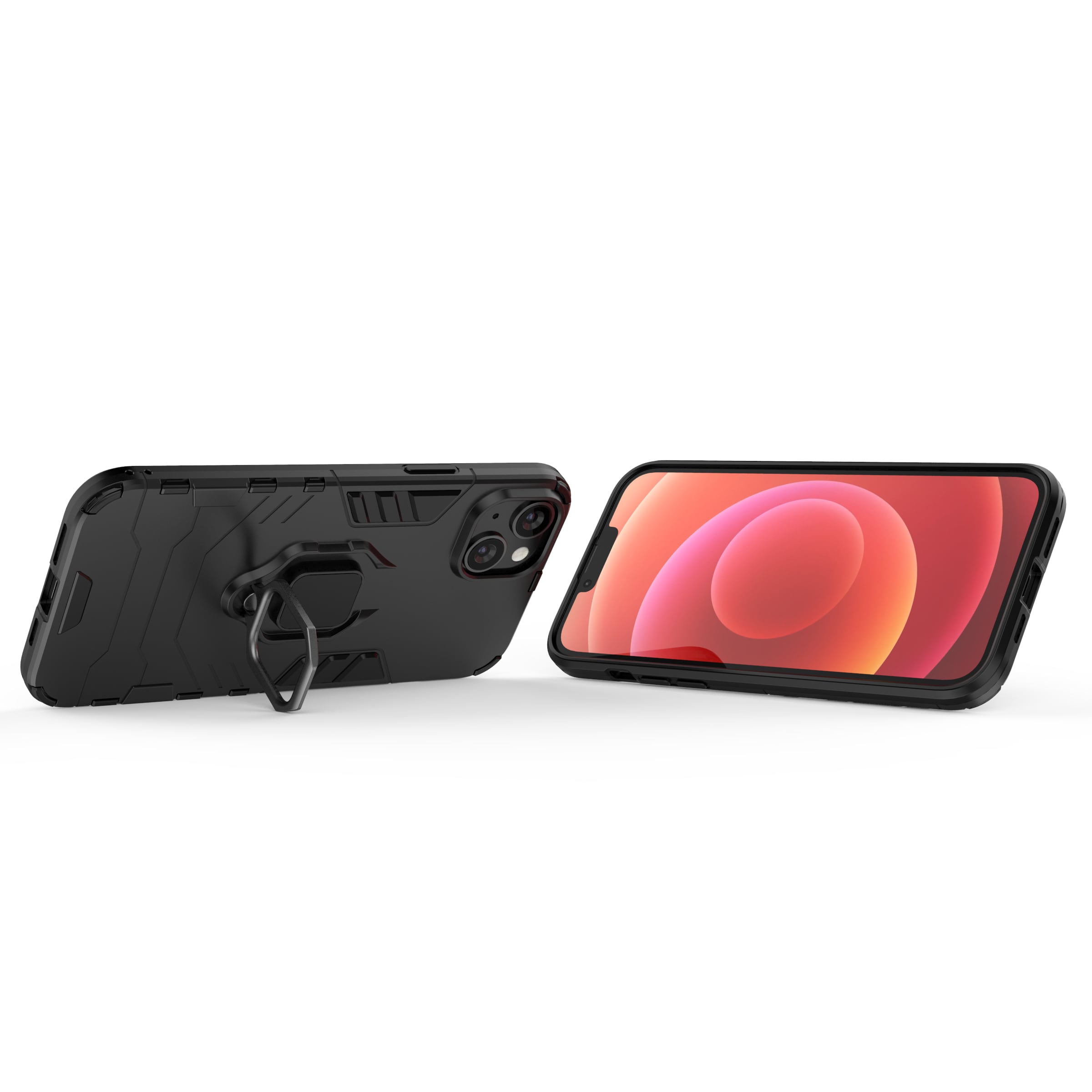 Ring Armor tapauksessa iPhone 14 Plus panssaroitu kansi magneettinen haltija rengas musta