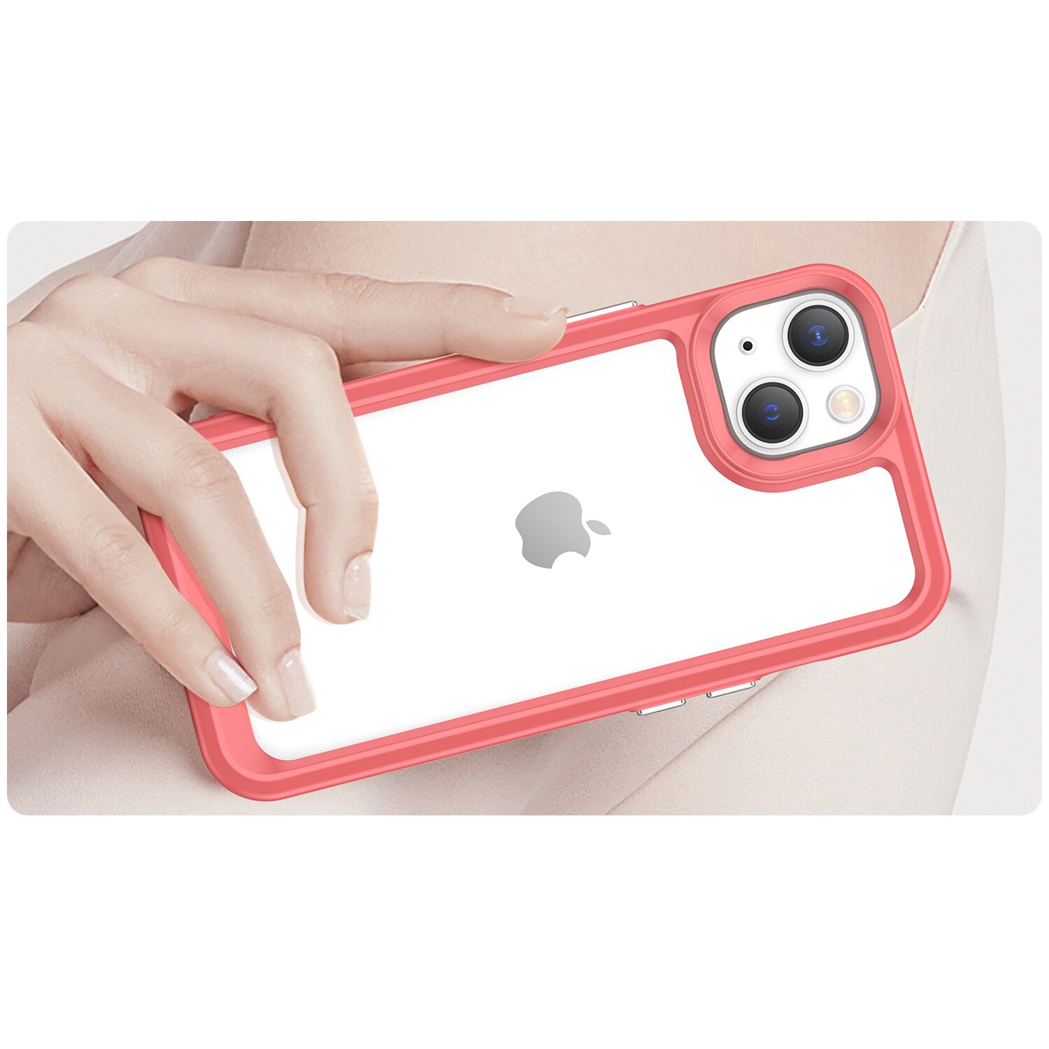 Outer Space Case iPhone 14 kova kansi geelikehyksellä punainen