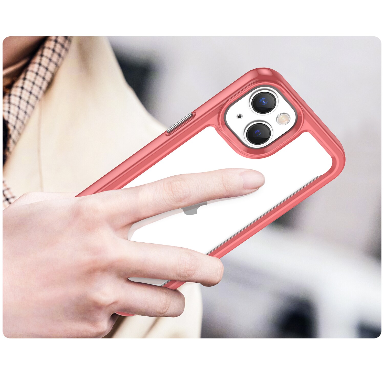 Outer Space Case iPhone 14 kova kansi geelikehyksellä punainen