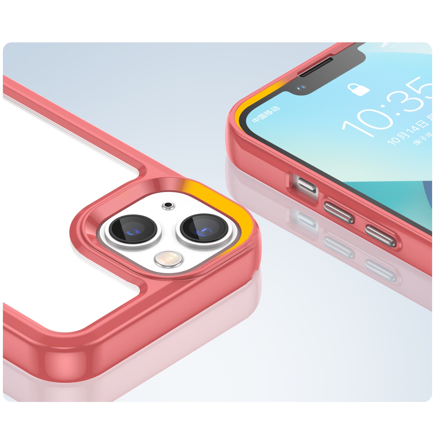 Outer Space Case iPhone 14 kova kansi geelikehyksellä punainen