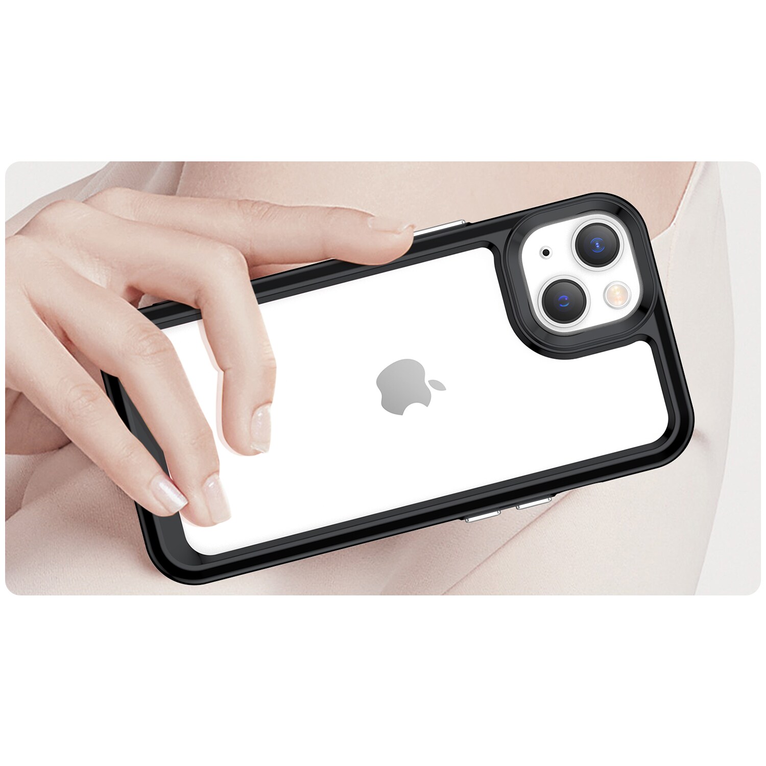 Outer Space Case iPhone 14 Plus kova kansi geelikehyksellä musta
