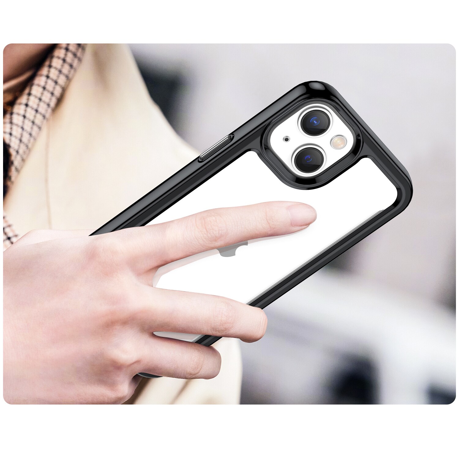 Outer Space Case iPhone 14 Plus kova kansi geelikehyksellä musta