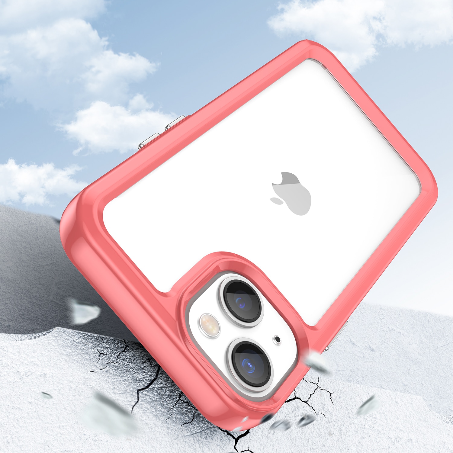 Outer Space Case iPhone 14 Plus kova kansi geelikehyksellä punainen