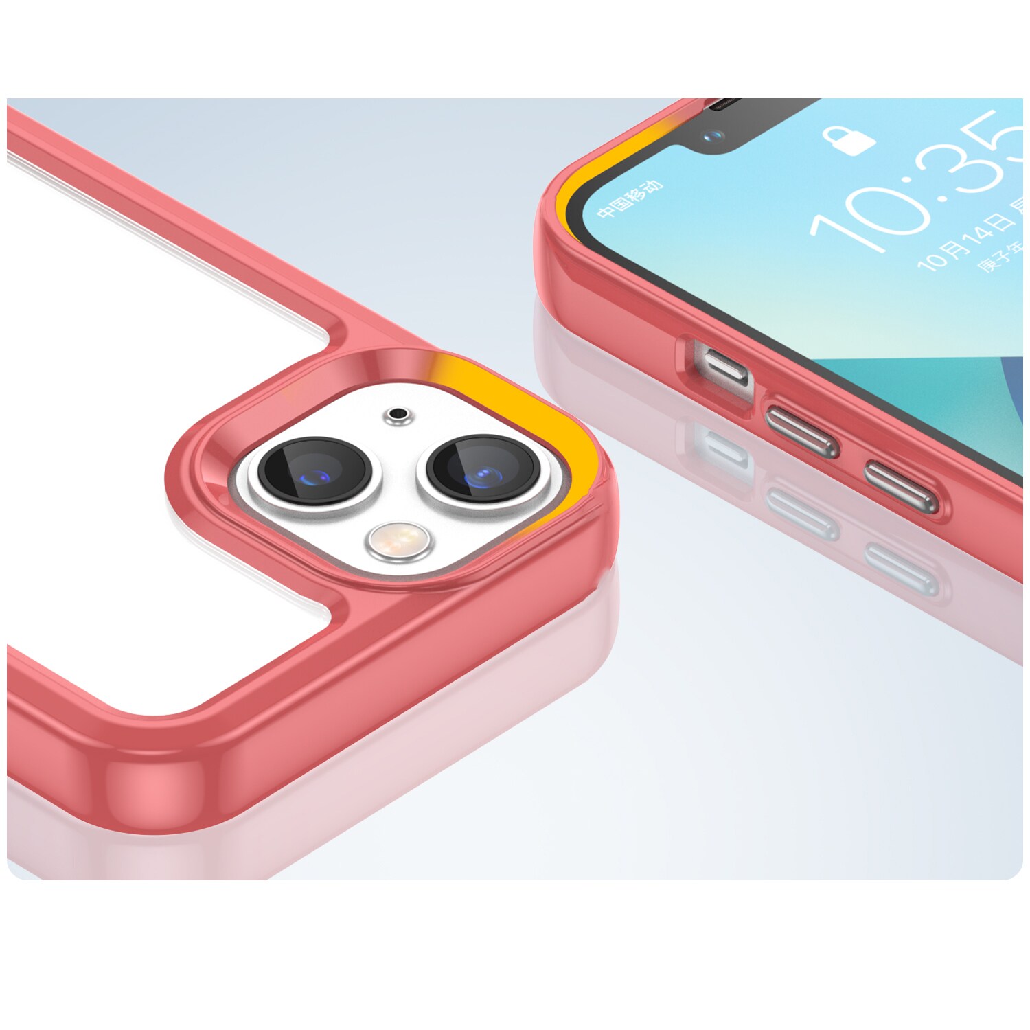 Outer Space Case iPhone 14 Plus kova kansi geelikehyksellä punainen