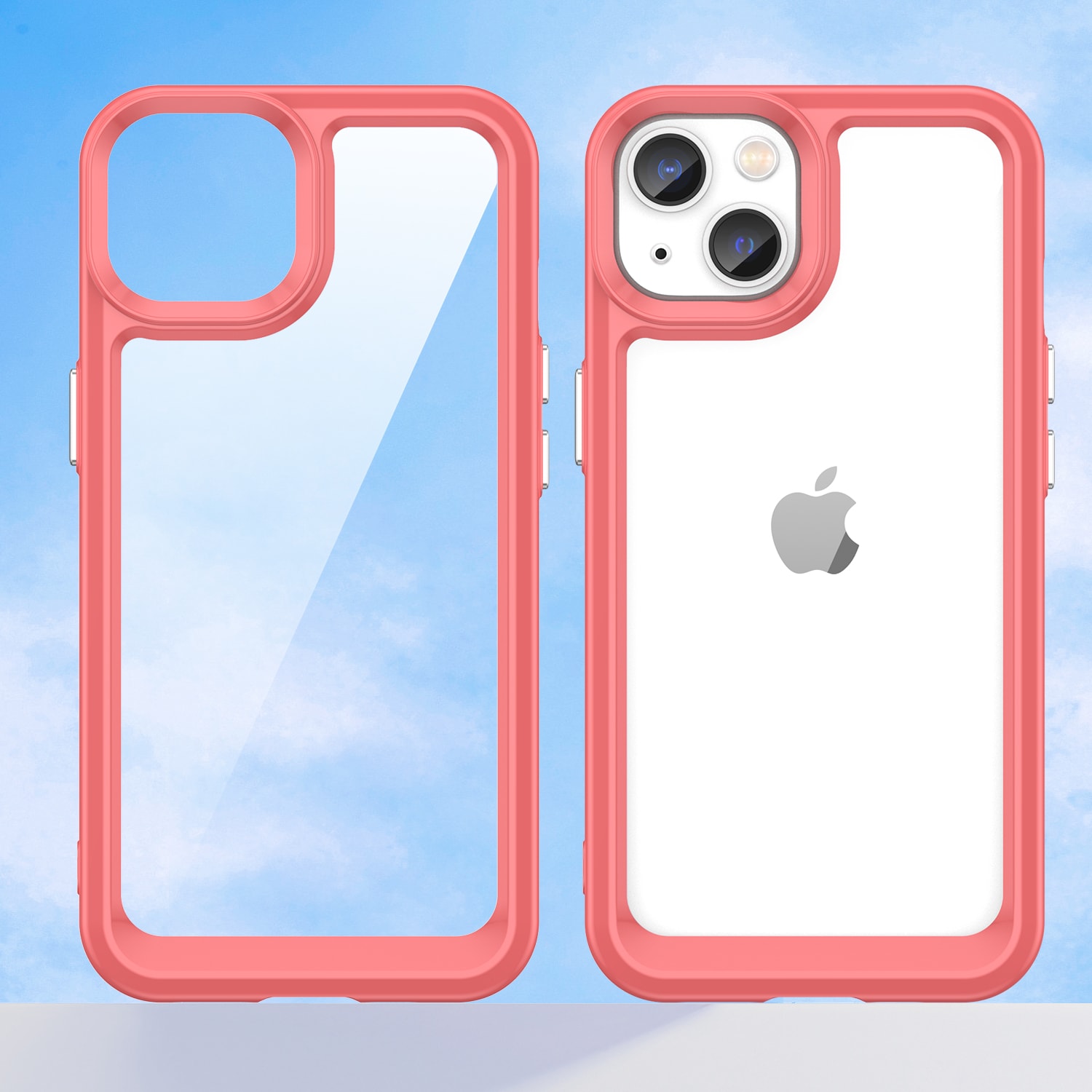 Outer Space Case iPhone 14 Plus kova kansi geelikehyksellä punainen
