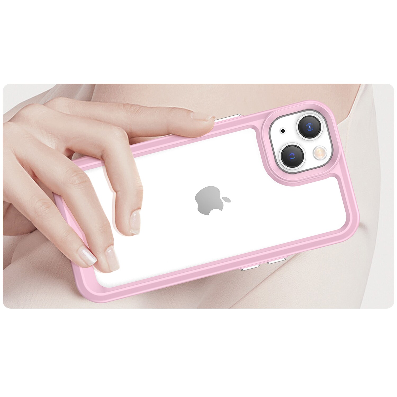 Outer Space Case iPhone 14 Plus kova suojakotelo geelikehyksellä vaaleanpunainen
