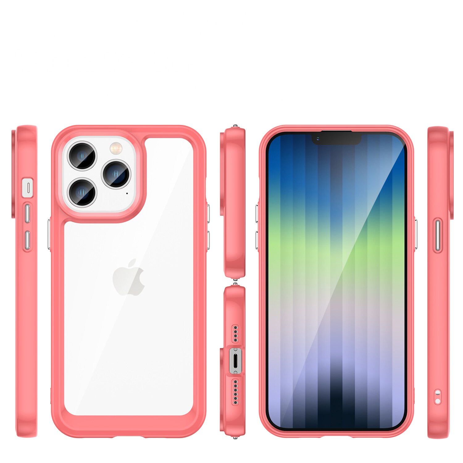Outer Space Case iPhone 14 Pro kova suojus geelikehyksellä punainen