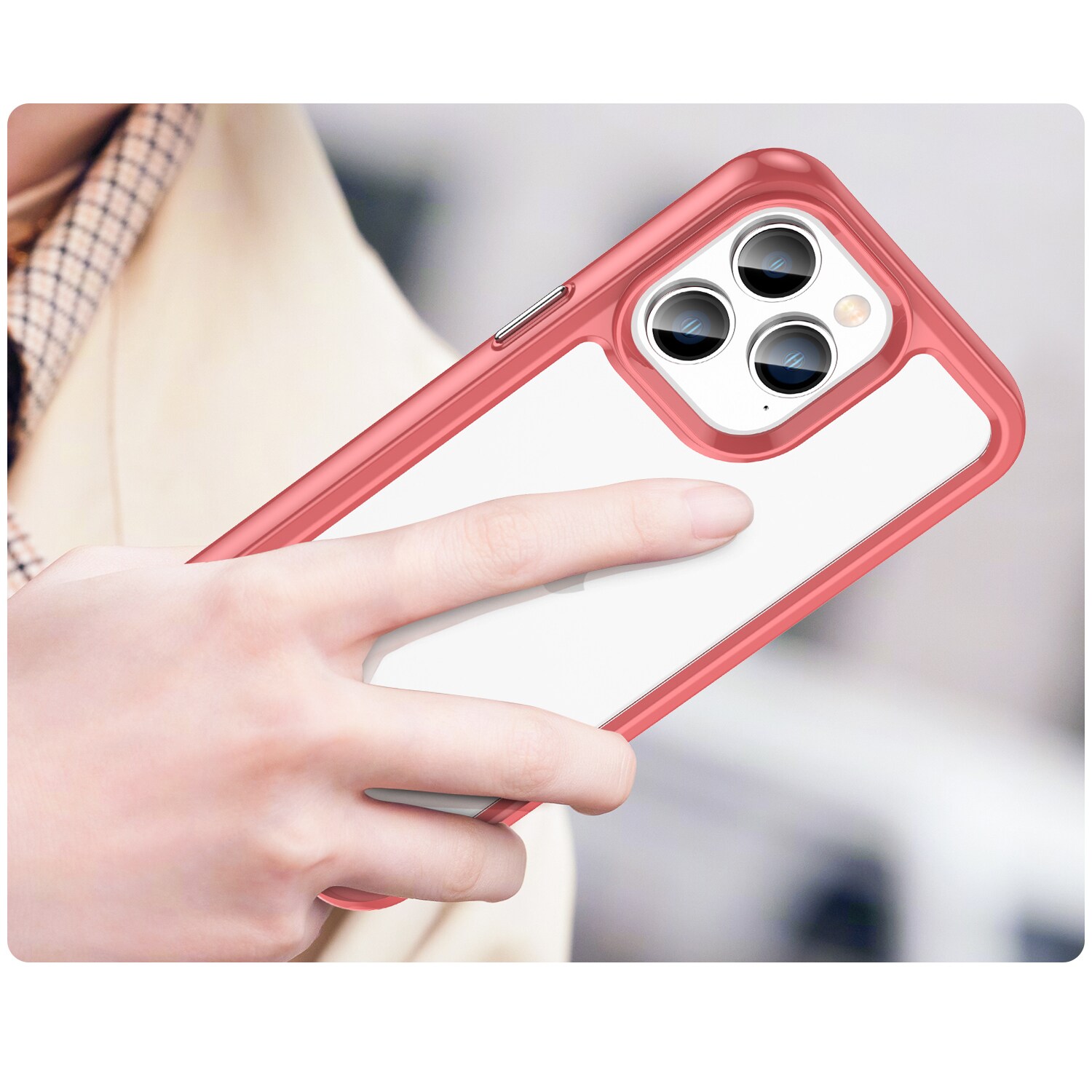 Outer Space Case iPhone 14 Pro kova suojus geelikehyksellä punainen