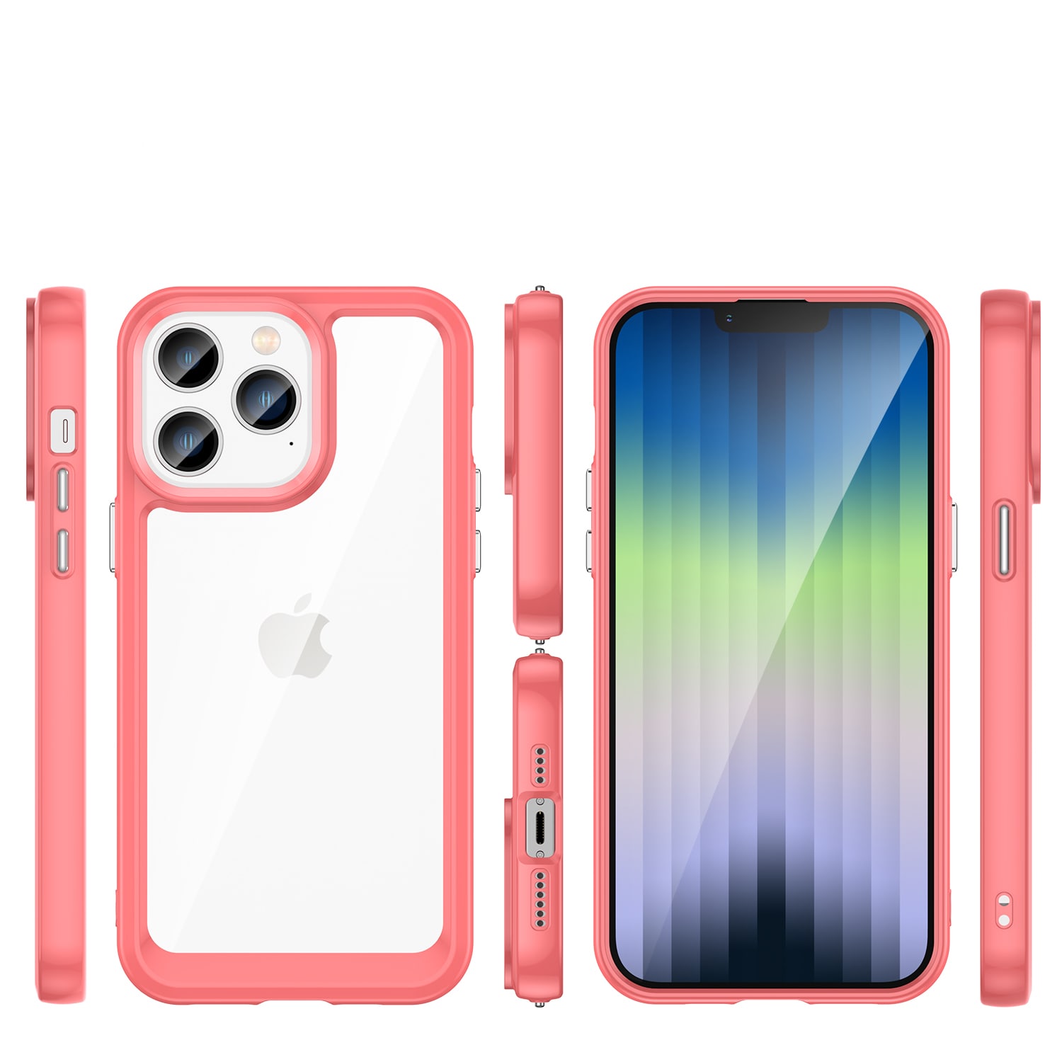 Outer Space Case iPhone 14 Pro Max kova suojus geelikehyksellä punainen