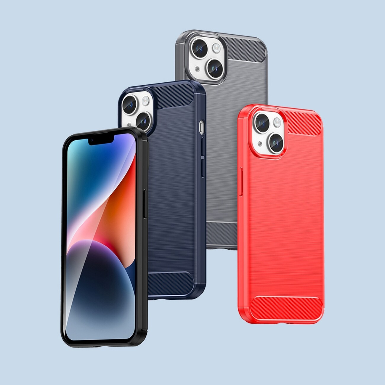 Carbon Kotelo iPhone 14 Plus joustava geeli takakuori sininen