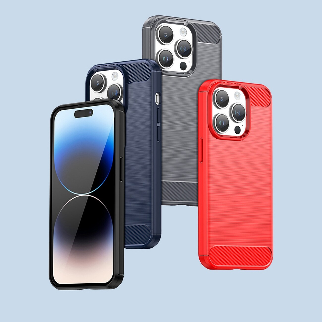 Carbon Case iPhone 14 Pro joustava geelinen takakuori musta