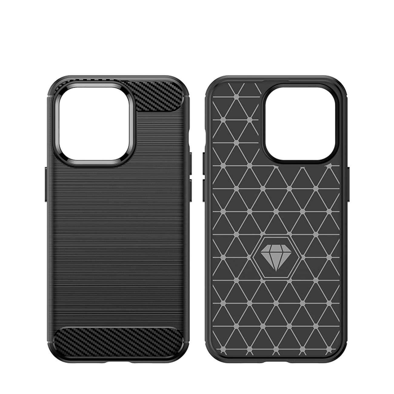 Carbon Case iPhone 14 Pro joustava geelinen takakuori musta
