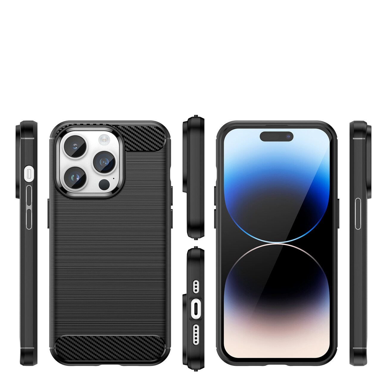 Carbon Case iPhone 14 Pro Max joustava geelinen takakuori musta