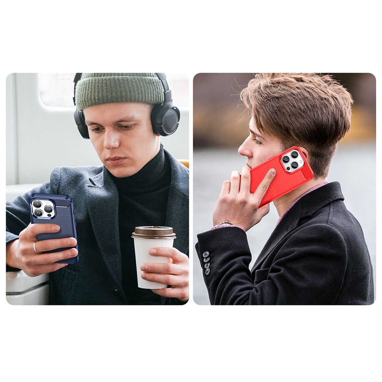 Carbon Kotelo iPhone 14 Pro Max joustava geeli takakuori sininen