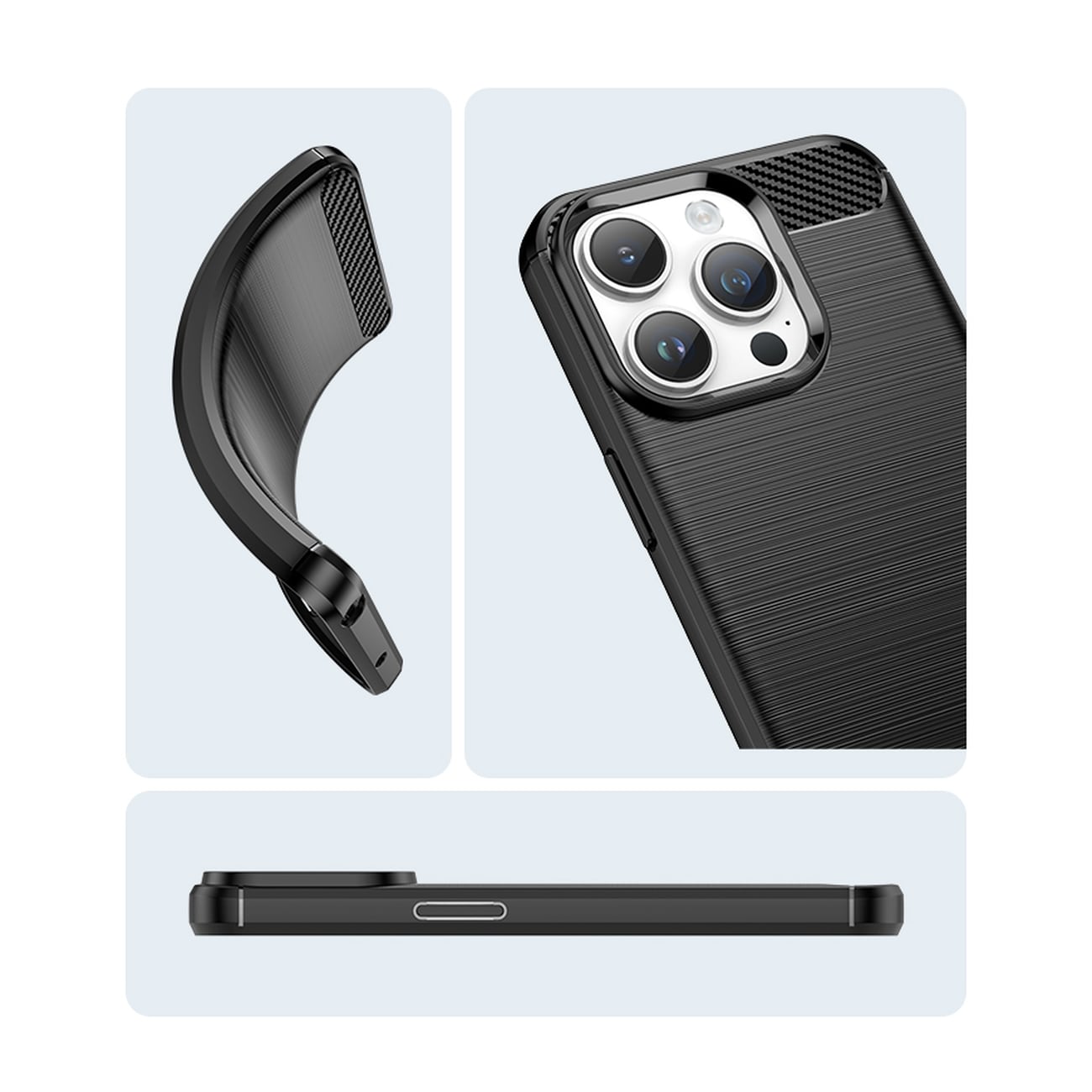 Carbon Kotelo iPhone 14 Pro Max joustava geeli takakuori sininen